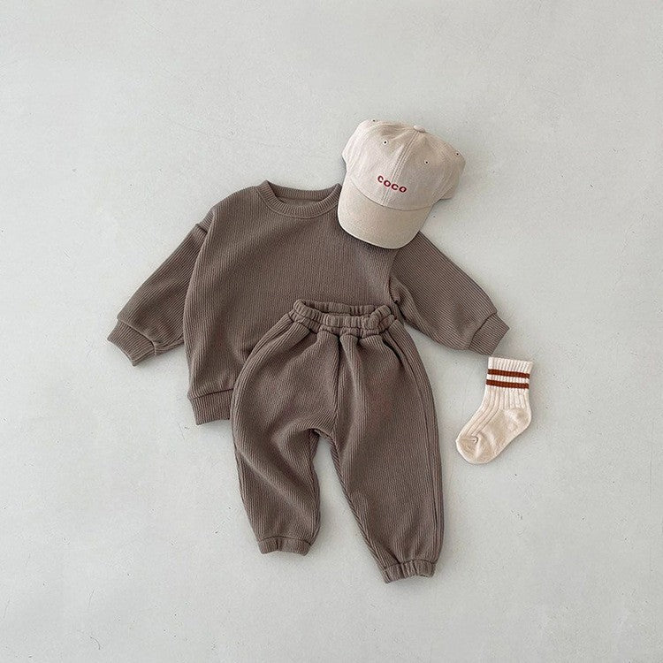 Set Completo Bambino in Cotone a Costine – Maglia + Pantaloni, Colori Pastello
