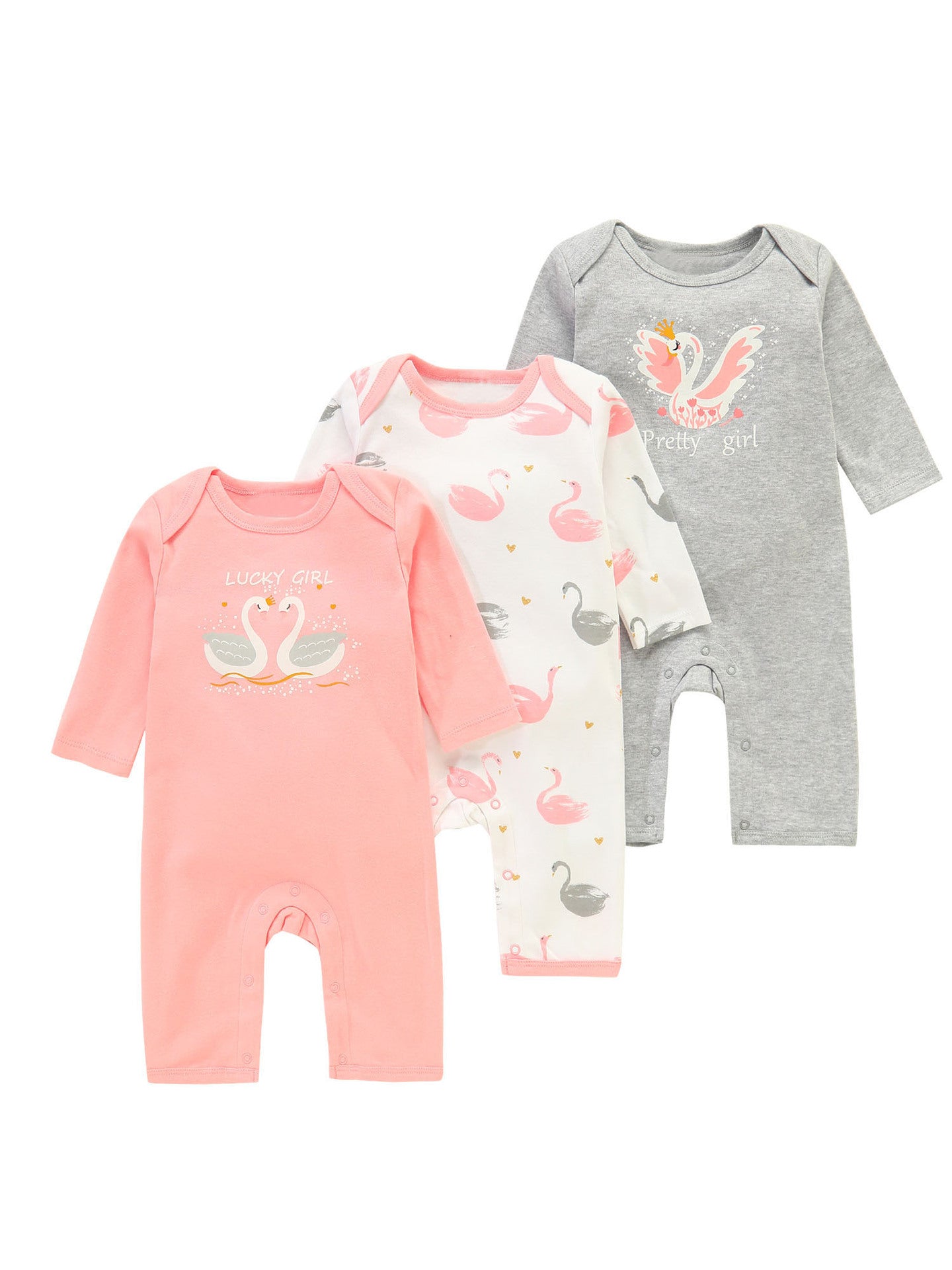 Set 3 Tutine in Cotone per Neonata/ Bimba  Manica Lunga