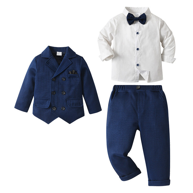 Completo Elegante Bambino 4 Pezzi  Giacca, Camicia, Papillon e Pantaloni