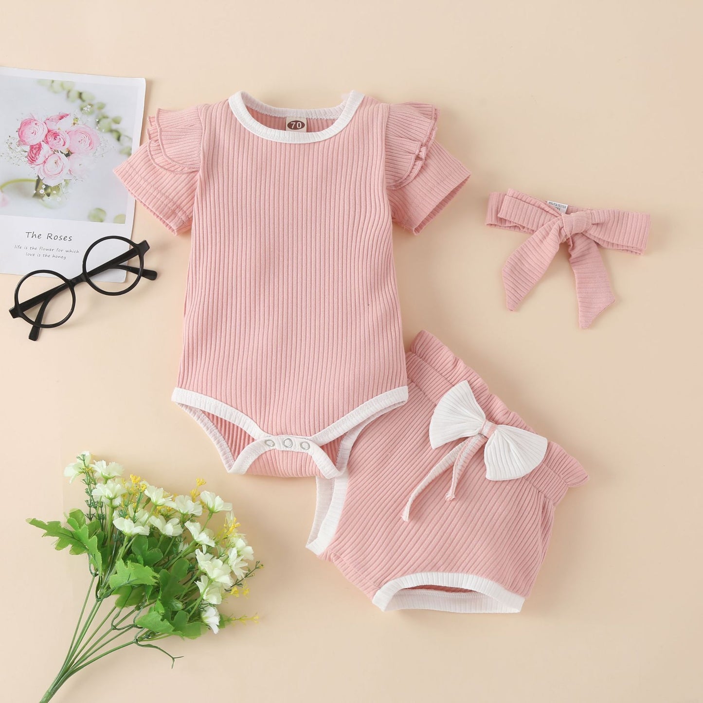 Set Body a Maniche Corte per Bambine con Fasce Coordinate - Colori Vivaci