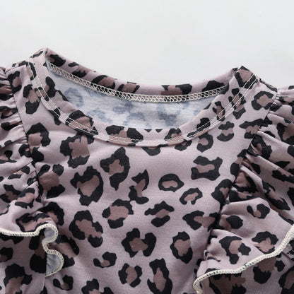 Tutina Estiva Neonata con Gonna e Fascia – Stampa Leopardata