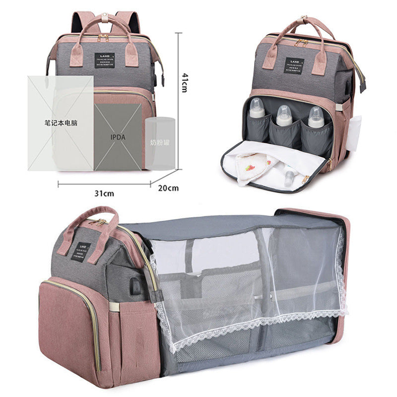 Zaino Fasciatoio Multifunzione con Lettino Portatile e Tasche Termiche