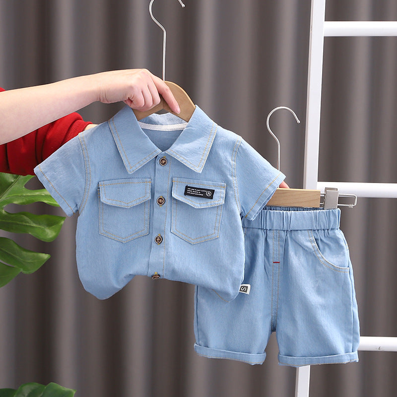 Completo Estivo Bimbo in Jeans – Camicia e Shorts