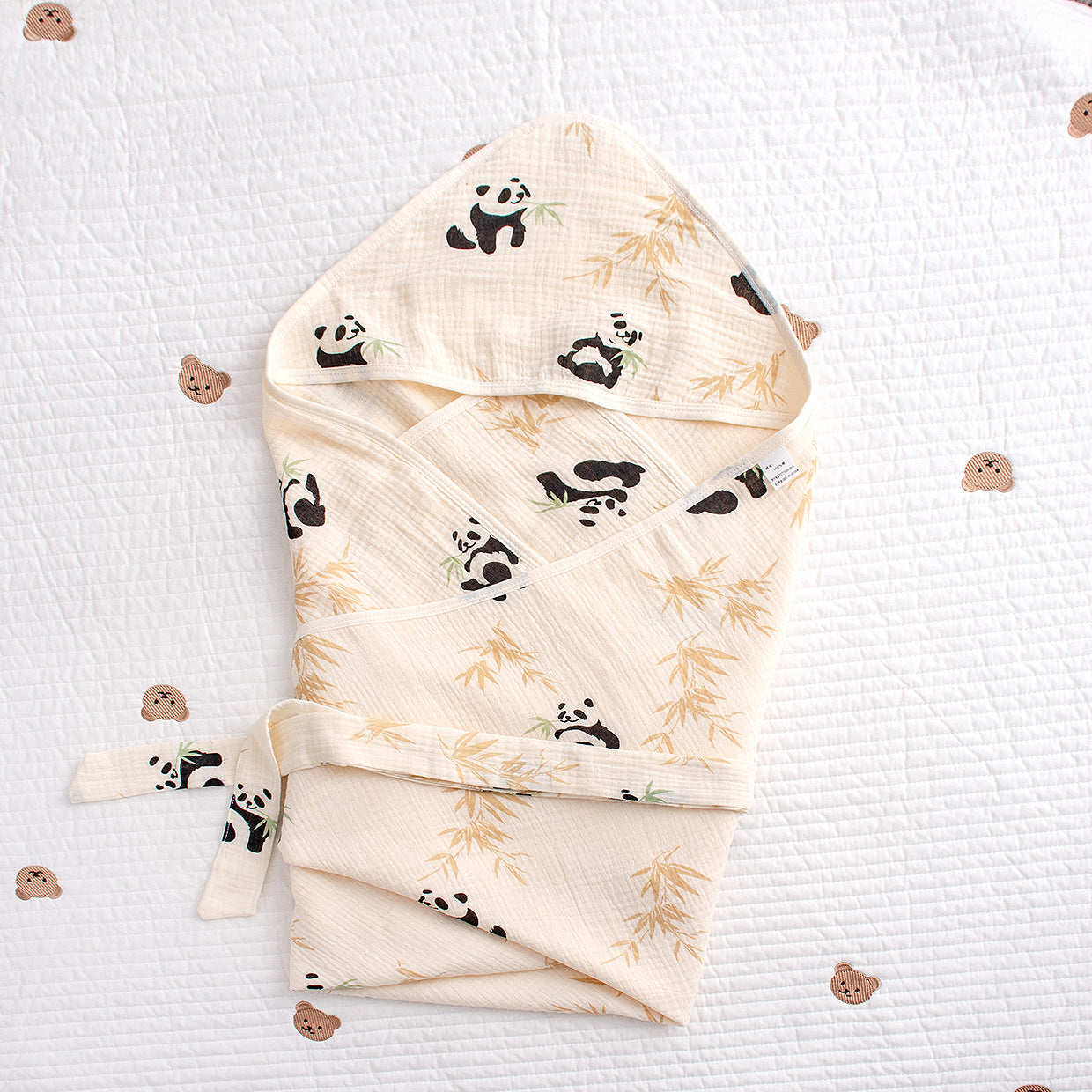 Sacco Nanna Estiva avvolgente neonato con cappuccio – "Panda & Bamboo"