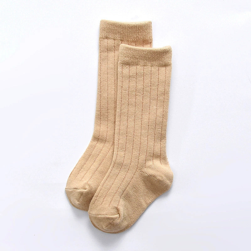 Calze lunghe in cotone a coste per bambini – Set colorato