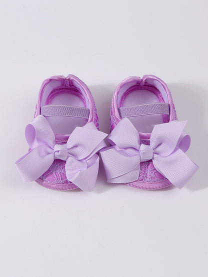 Scarpine Neonata Suola morbida Eleganti con Fiocco – Scarpe Antiscivolo per Battesimo e Cerimonie