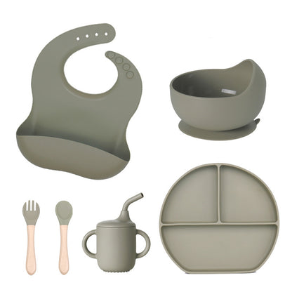 Set pappa in silicone 6 pezzi con piatto diviso – Antiscivolo, BPA Free