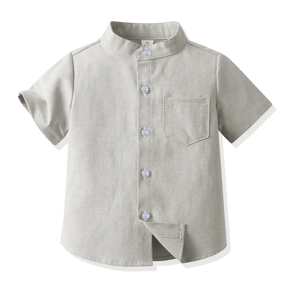 Camicia coreana bambino in cotone maniche corte