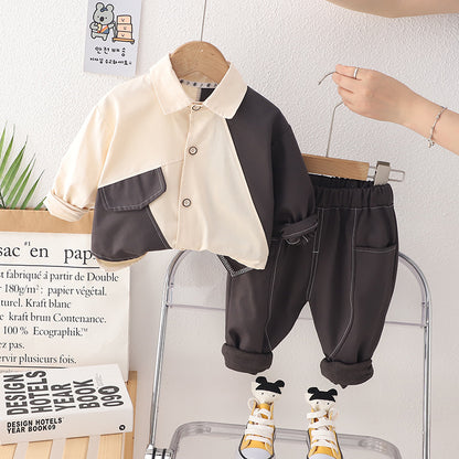 Completo Bambino Elegante - Camicia Bicolore e Pantaloni