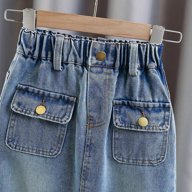 Gonna in Jeans Bambina con Tasche Stile Casual e Comodo