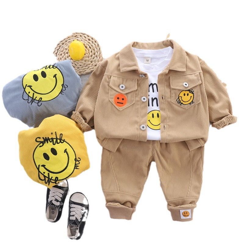Completo bambino in velluto a coste con giacca, pantaloni e t-shirt - Stile Smile