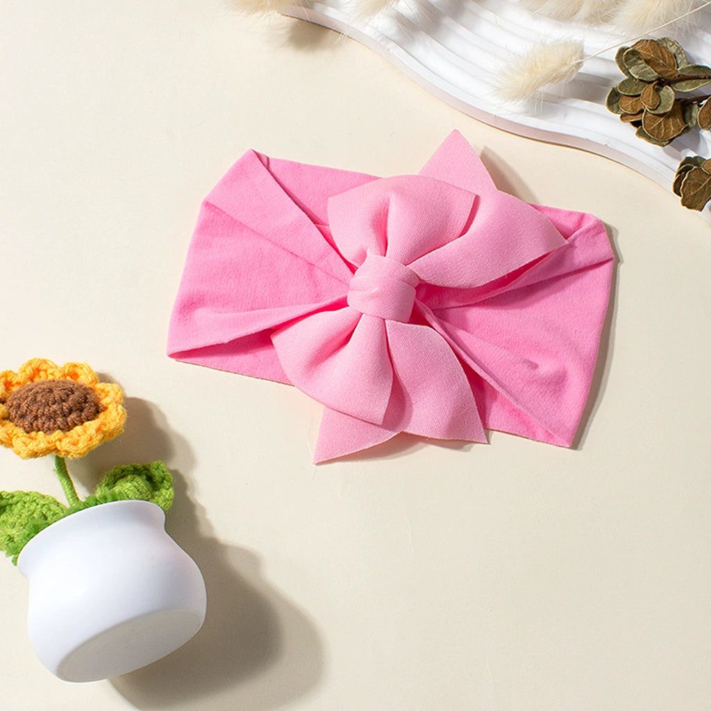 Fascia Neonata con Fiocco Grande in Tessuto Morbido 🎀 – Colori Pastello