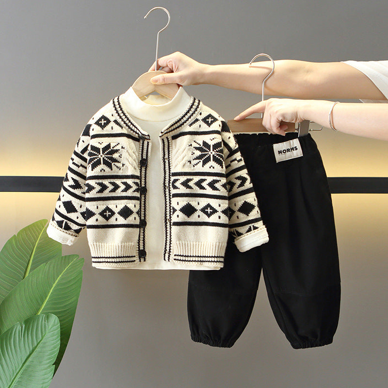 Set Invernale Bambino con Dolcevita e Cardigan Jacquard