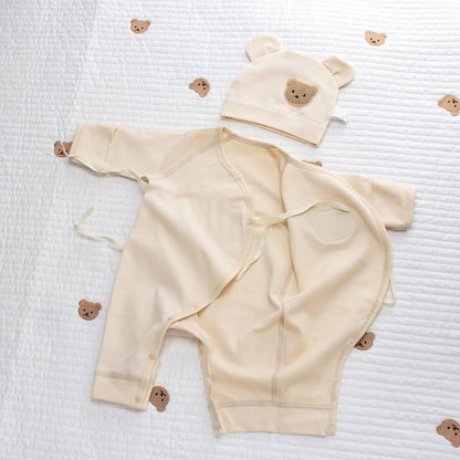 Coordinato Set Neutro Neonato/a Bimbo/ Bimba  3 pezzi – Orsetto coccoloso beige