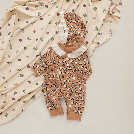 Coordinato Set Neonata/ Bimba  2 pezzi – Cuori animalier con colletto