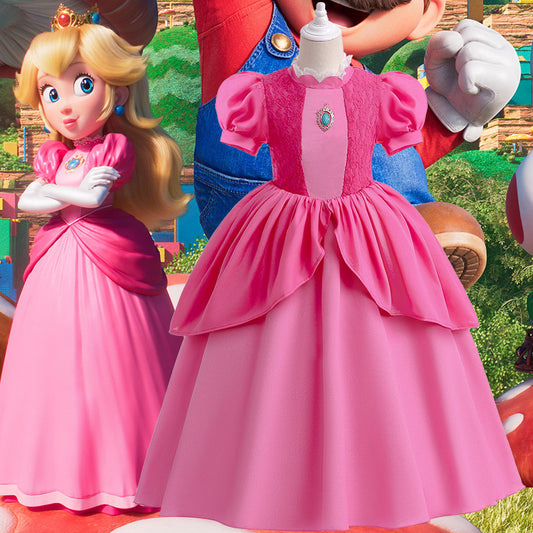 Costume Vestito da Principessa Peach completo di accessori