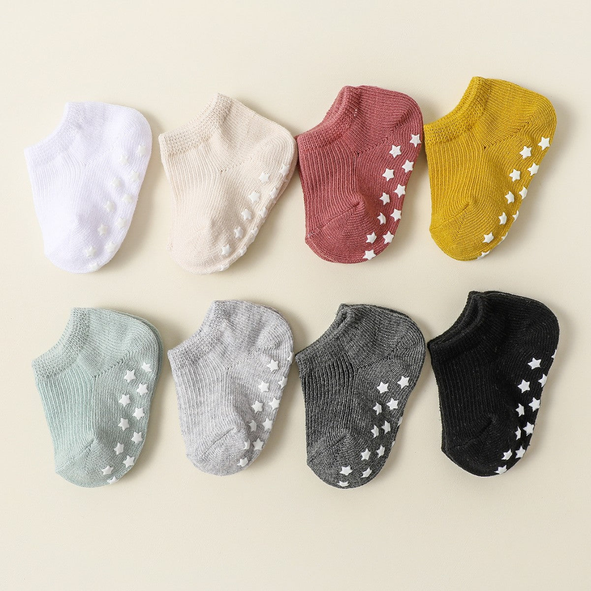 Set 8 paia calzini antiscivolo bimbo/bimba  Colorati con stelline