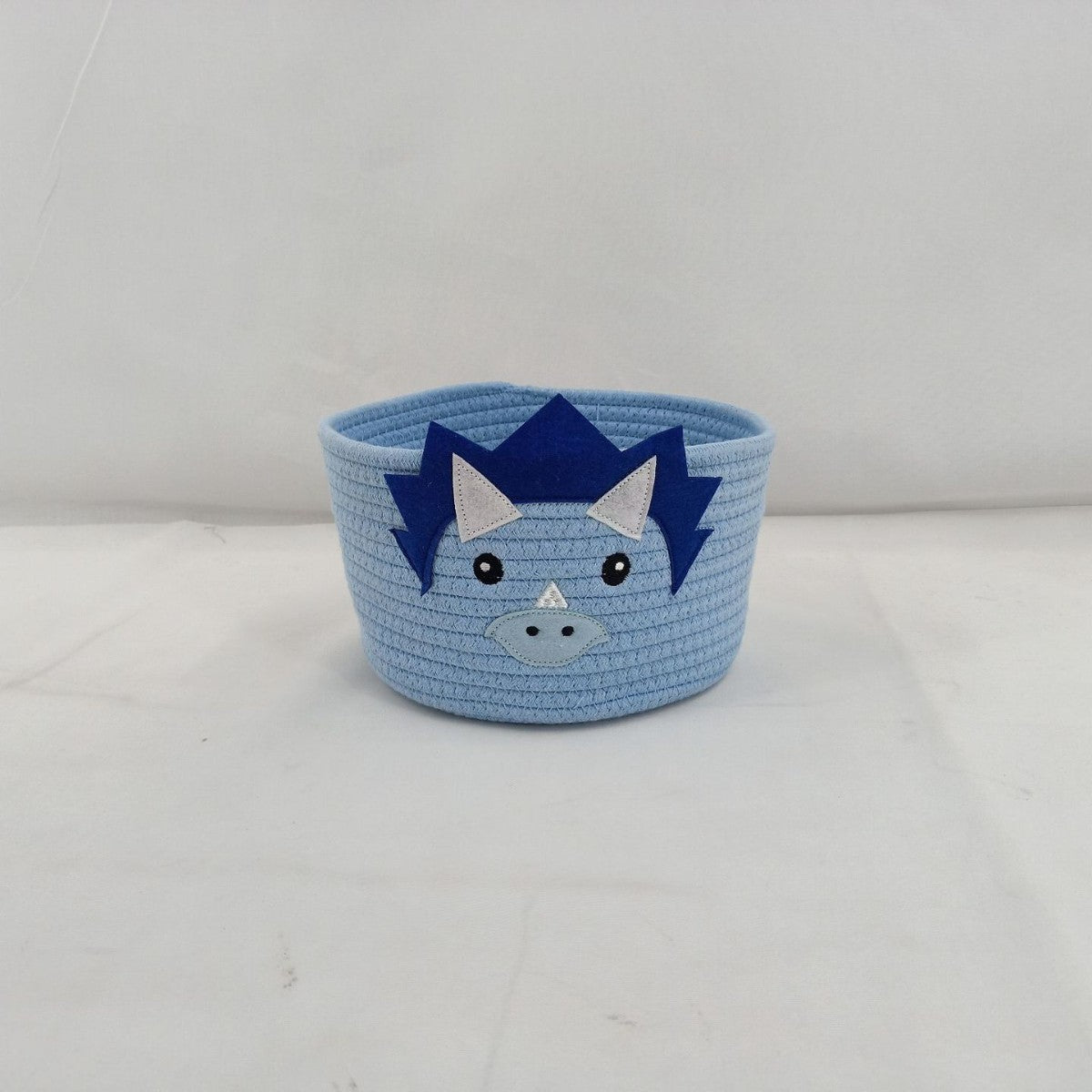 Cestino Portaoggetti in Corda Intrecciata – Design Dinosauro Verde o Azzurro