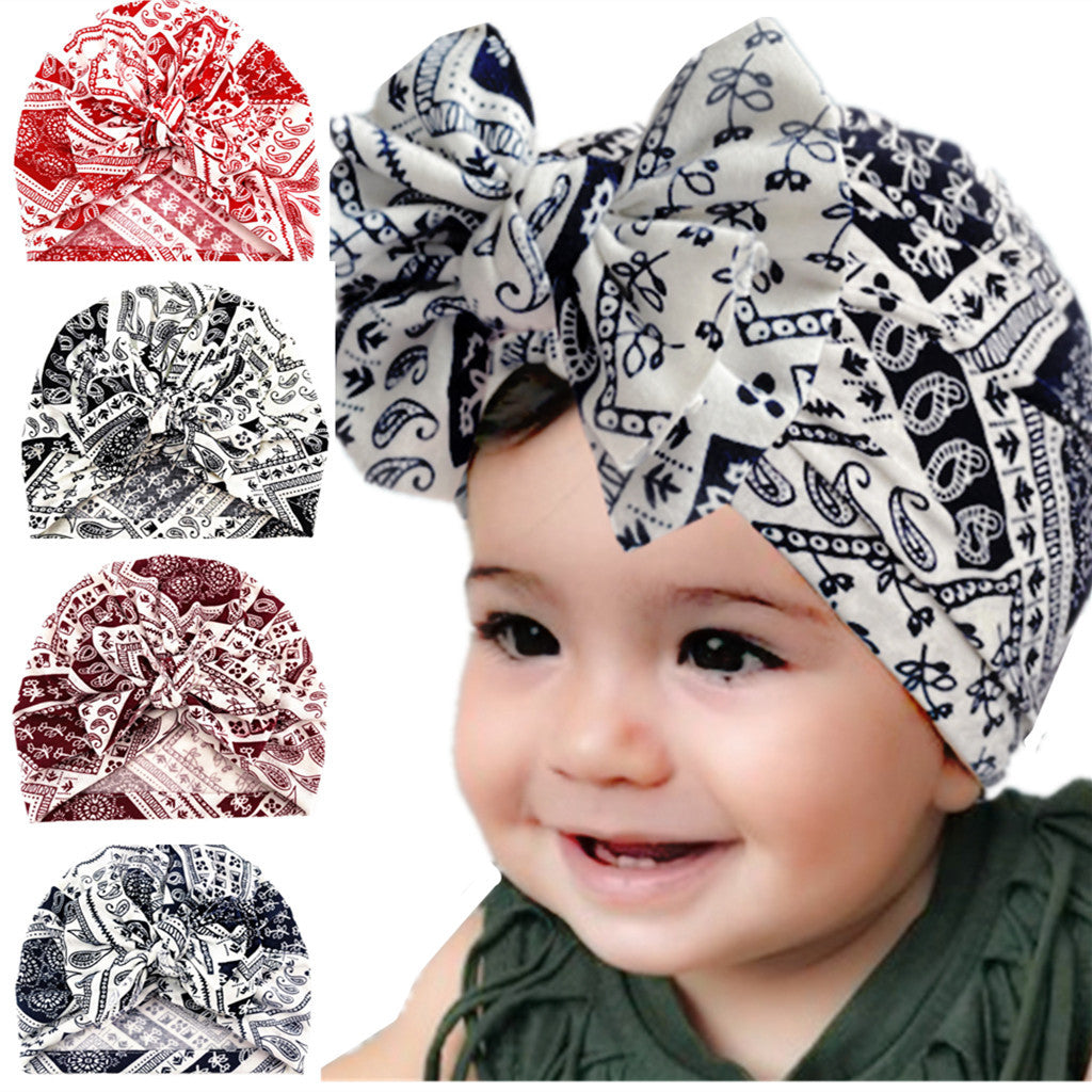 Turbante Neonata con Maxi Fiocco Stampa Bandana