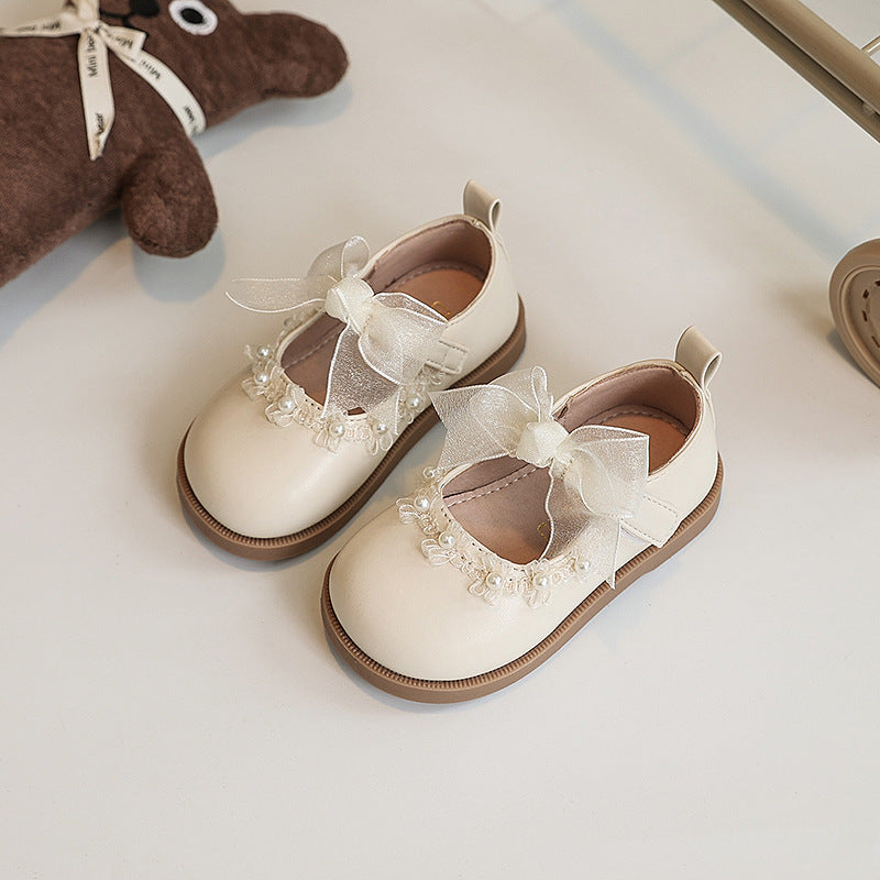 Scarpine Eleganti Bambina con Fiocco e Dettagli di Perle