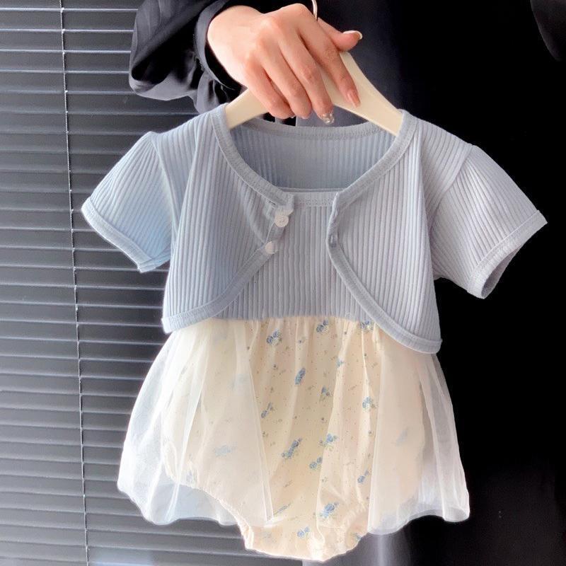 Pagliaccetto  Elegante per Bambina con Gonna in Tulle e Bolerino Azzurro