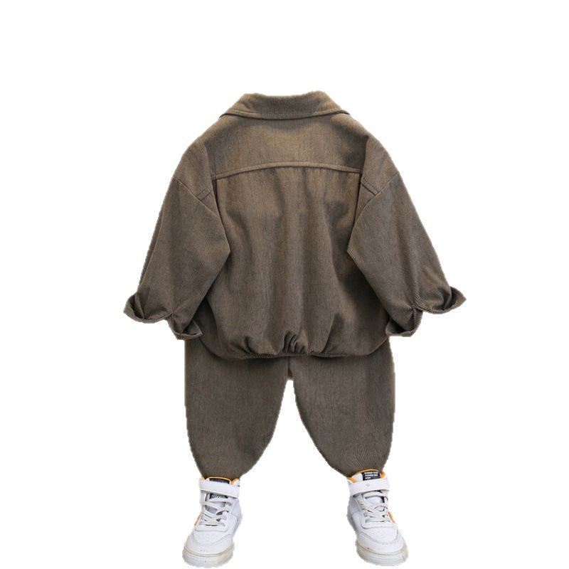 Completo bambino in velluto a coste con giacca e pantaloni