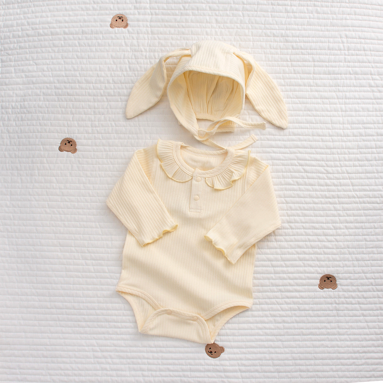 Coordinato Set Neonata body + cappellino con orecchie