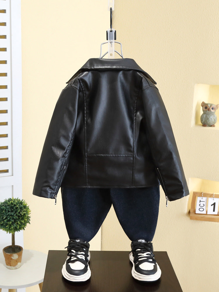 Giacca Bambino in Ecopelle – Stile Biker con Zip