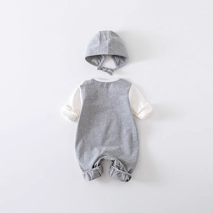 Salopette 3 Pezzi Neutra in Cotone – stampa Orsetto  Bimbo/ Bimba