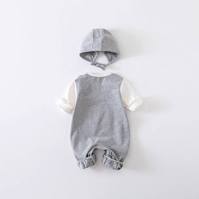 Salopette 3 Pezzi Neutra in Cotone – stampa Orsetto  Bimbo/ Bimba