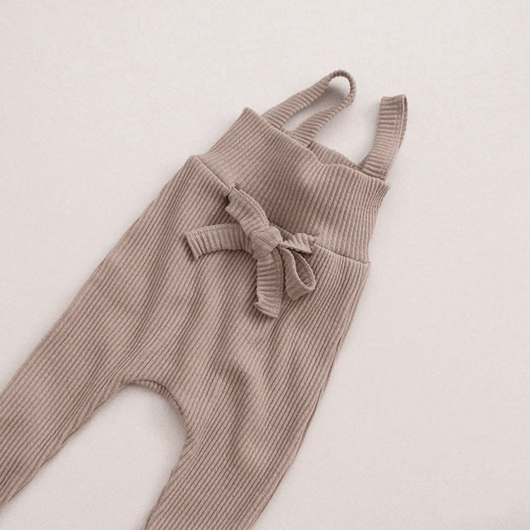 Salopette Neonata a Costine con Fiocco