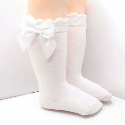 Calze Lunghe Bambina con Fiocco in Raso – Vari Colori