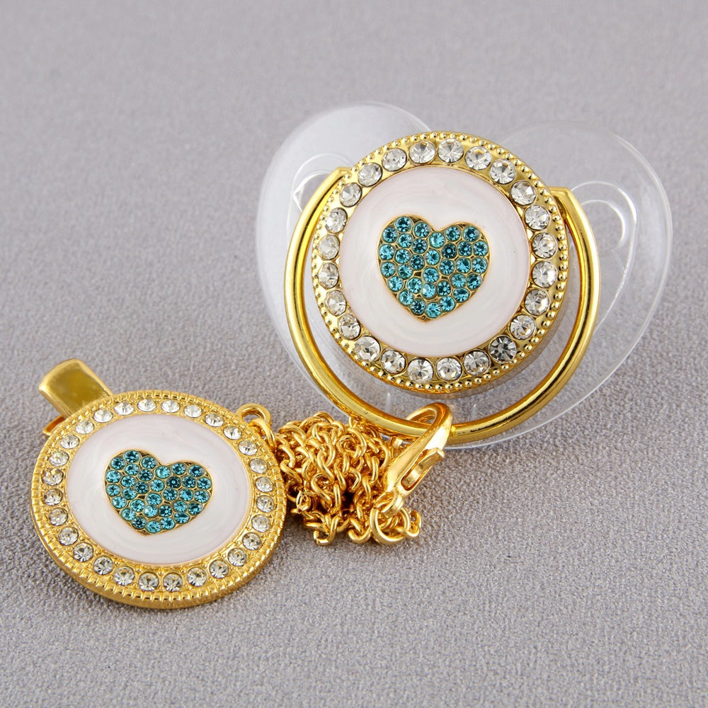 Set Ciuccio + Catenella con Cuore Azzurro