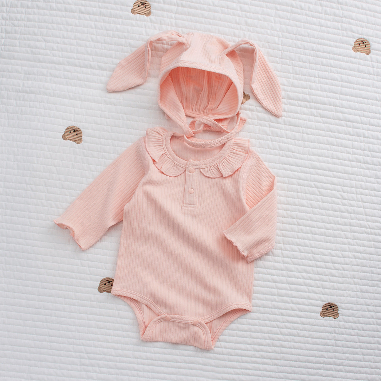 Coordinato Set Neonata body + cappellino con orecchie