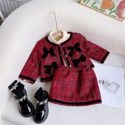 Completo Elegante Bambina in Tweed – Giacca & Gonna