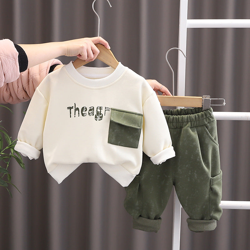 Completo Sportivo per Bambino  Felpa con Tasca e Pantaloni Cargo