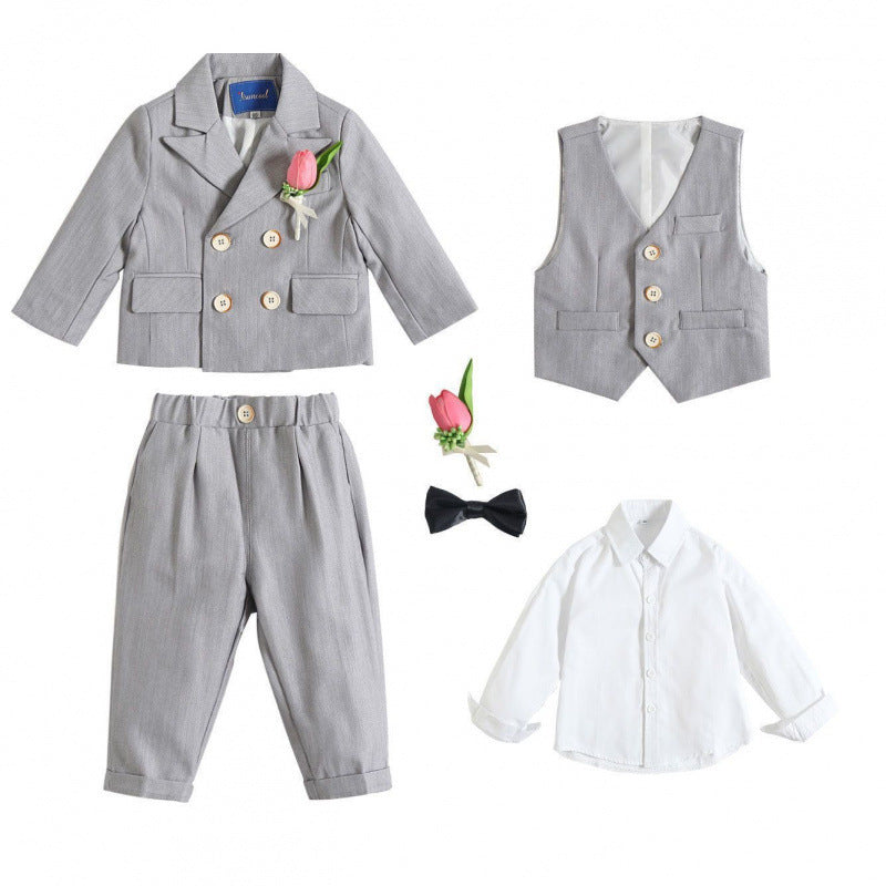 Completo Elegante da Cerimonia per Bambini - 5 Pezzi grigio