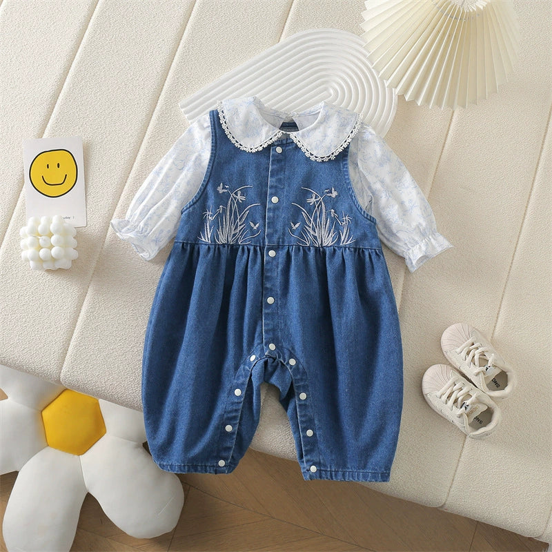 Completo Bambina 2 Pezzi – camicetta+ Salopette in Jeans