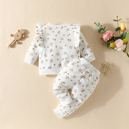 Completo Bambina 2 Pezzi floreale 100% cotone