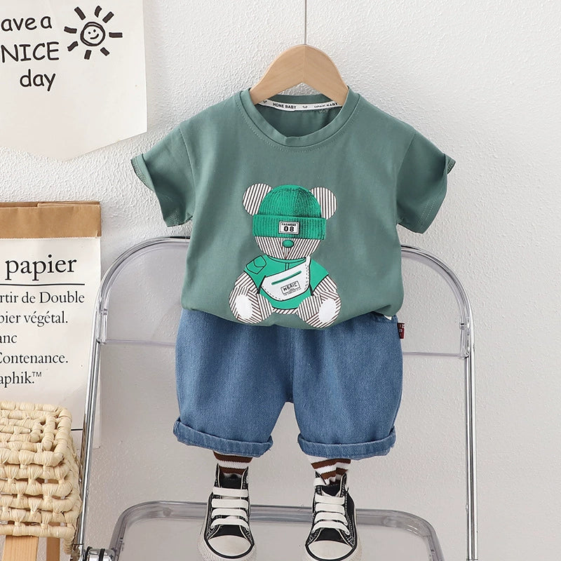 Completino bimbo t-shirt orsetto  e short