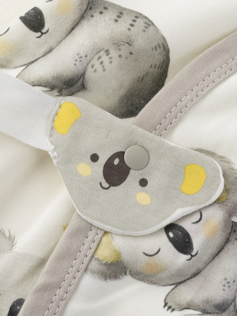 Body Neonato Incrociato a Maniche Lunghe con Stampa Koala