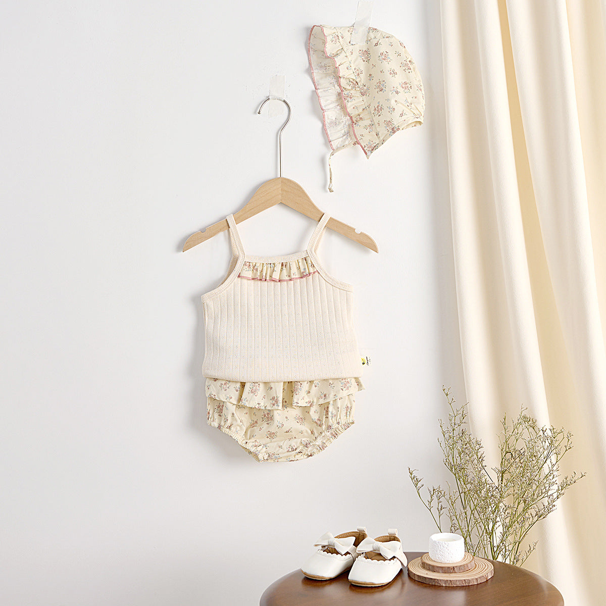 Completo Vintage Estivo 3 Pezzi Neonata/ Bimba