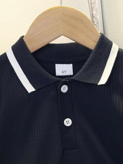 Completo bimbo con polo e pantaloncini – Blu navy con dettagli bianco