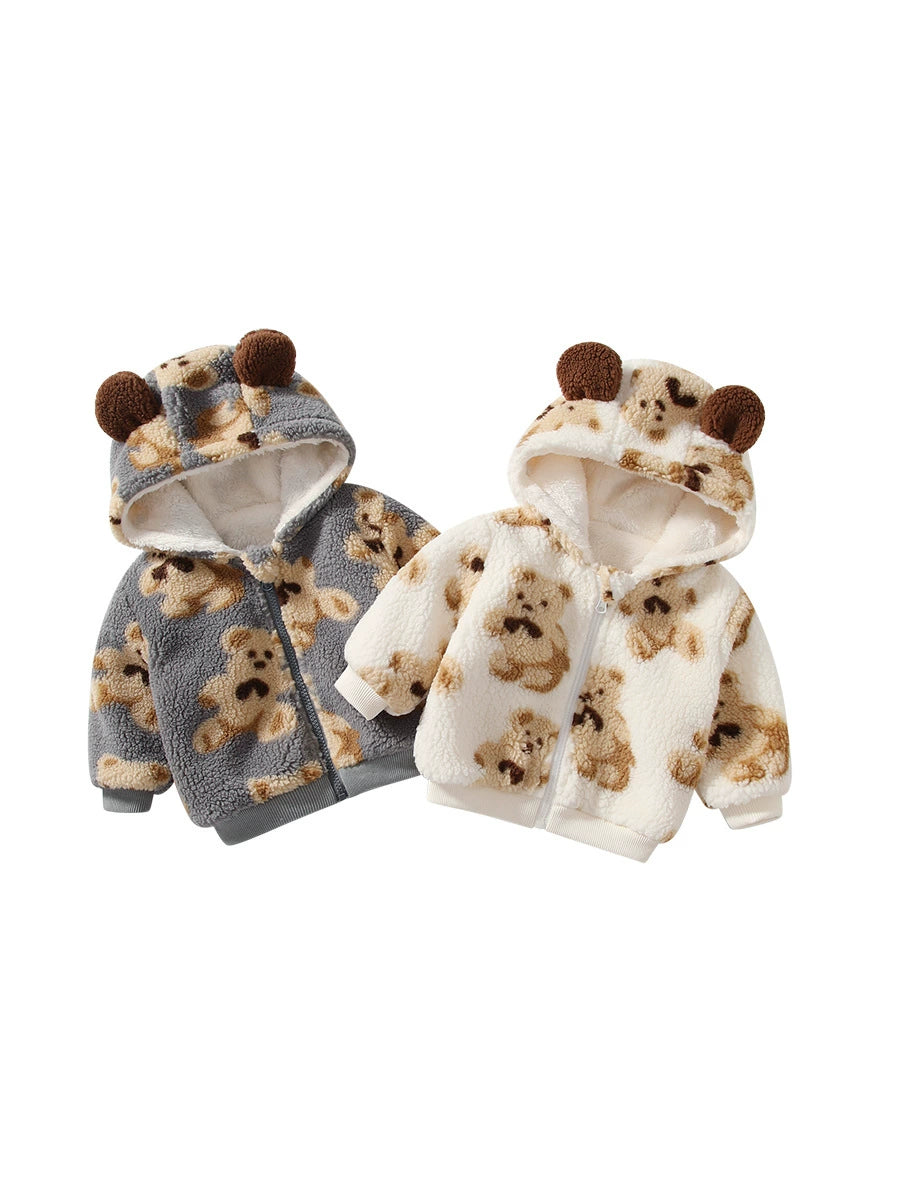 Felpa in Pile con Orsetti e Cappuccio con Orecchie – Unisex