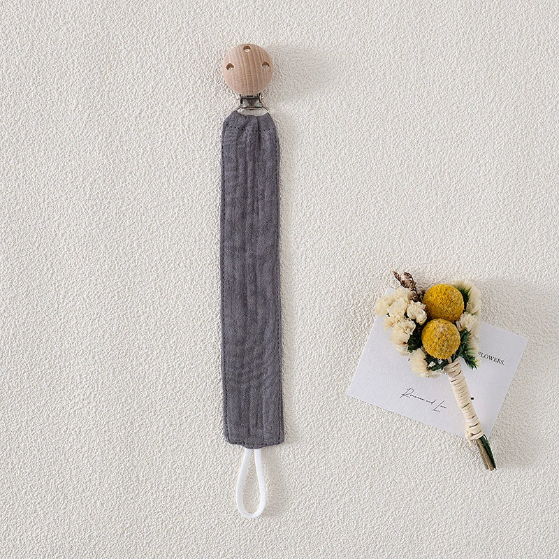 Catenella Portaciuccio in Tessuto con Clip in Legno – Stile Naturale