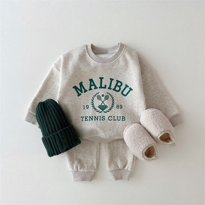 Set Felpa & Jogger in cotone "Malibu Tennis Club" – Stile Casual per Piccoli Campioni