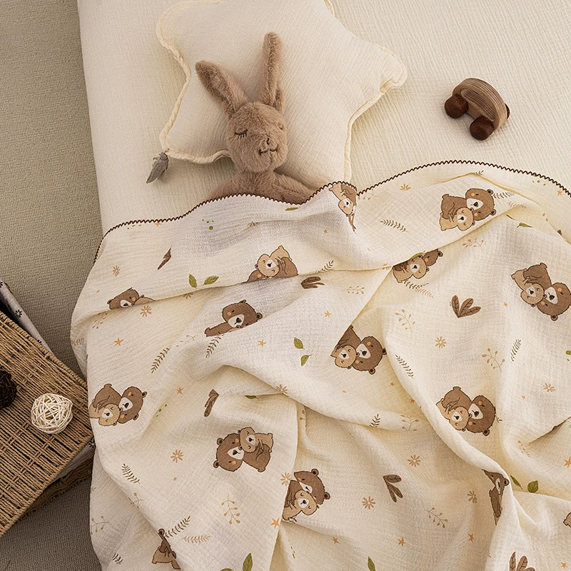 Copertina Neonato 100x130 cm in Puro Cotone – Fantasia Orsetti