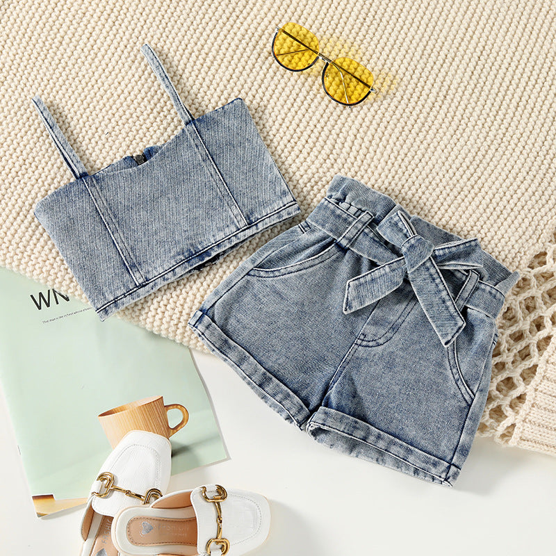 Completo Estivo Bambina: Top e Shorts in Denim