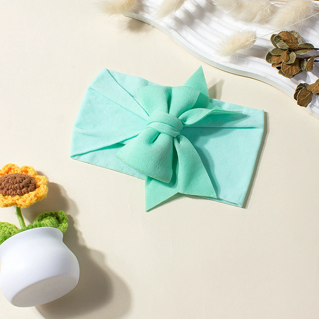 Fascia Neonata con Fiocco Grande in Tessuto Morbido 🎀 – Colori Pastello