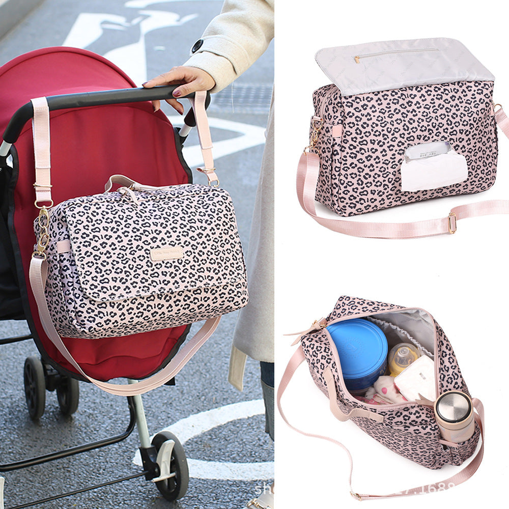 Borsa  Mamma Leopardata – Impermeabile, Grande Capienza con Tracolla e Attacchi Passeggino
